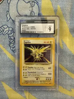 Pokemon Zapdos Holo Card 1999 Base Set 16/102 CGC 9 Mint - Image 1