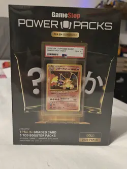 GameStop Power Packs Gold Pokemon TCG Charizard Sealed Box PSA 8+ Card + 3 Boos… - Image 1