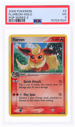 2006 Pokemon Pop Series 3 Flareon Holo #2B PSA 3 - Image 1