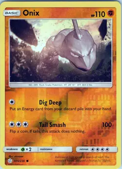 ONix 105/236 - Pokemon TCG SM: Cosmic Eclipse - Common Reverse Holo (NM) - Image 1