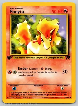Ponyta 64/82 Common Team Rocket Pokemon 1st Edition NM - Image 1