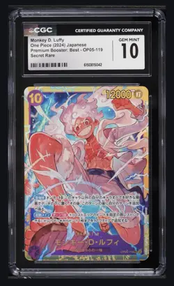 CGC 10 ONE PIECE MONKEY D. LUFFY OP05-119 SEC Premium Booster 2024 - Image 1