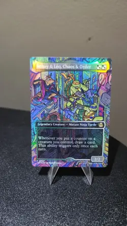 Mikey & Leo, Chaos & Order (Borderless) R TMNT Foil 200 NM - Image 1