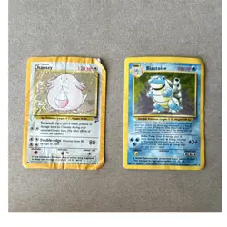 Pokemon Base Set Chansey 3/130 & Blastoise 2/102 - 2 Card Lot. - Image 1