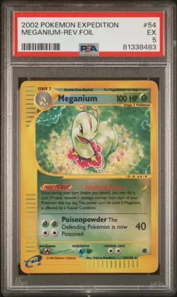 Meganium 2002 Pokemon Expedition 54/165 REVERSE HOLO PSA 5 Excellent Graded Rare - Image 1