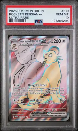 PSA 10 GEM Mint Team Rocket's Persian ex 219/182 Ultra Rare - Pokemon DRI SV10 - Image 1