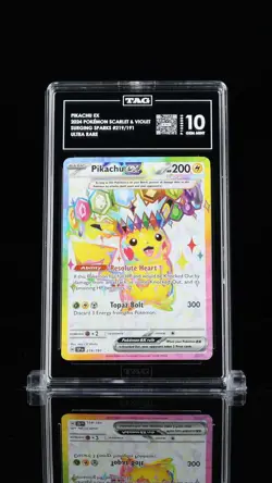 2024 Pokemon Surging Sparks Pikachu Ex #219/191 Ultra Rare TAG 10 - Image 1
