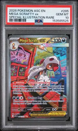 2026 POKEMON ASC EN-SPECIAL ILLUSTRATION RARE #285 MEGA SCRAFTY EX PSA 10 - Image 1
