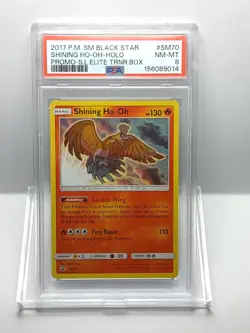 2017 POKEMON SM BLACK STAR PROMO #SM70 SHINING HO-OH-HOLO PSA 8 - Image 1