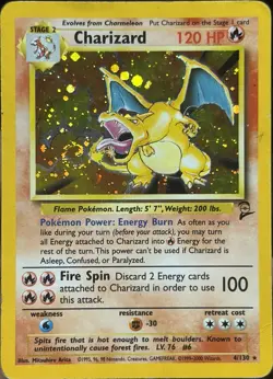 Pokemon TCG Base Set 2 Charizard 4/130 Holo Rare PERFECT SWIRL 🌀 HP - Image 1