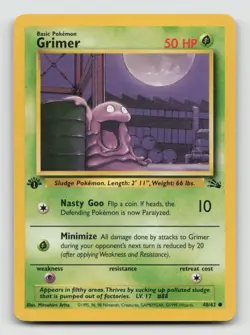 GRIMER 48/62 Common 1st Edition Pokemon FOSSIL - Image 1