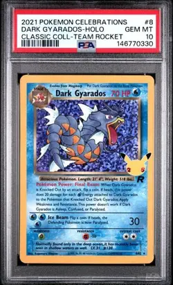 2021 POKEMON CELEBRATIONS CLASSIC COLLECTION #8 DARK GYARADOS-HOLO PSA 10 - Image 1