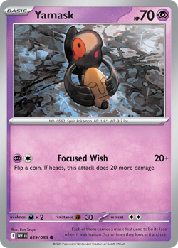YAMASK 039/086 C WHITE FLARE POKEMON REVERSE HOLO POKEBALL NM - Image 3