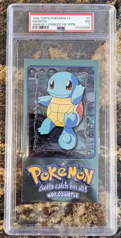 1999 Pokemon Topps TV Animation Se 1 SQUIRTLE 2 Oversized Tin Topper PSA 7 NM - Image 1