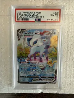 Pokemon Glaceon VMAX Alternate Art Secret Rare 209/203 Evolving Skies PSA 10 - Image 1