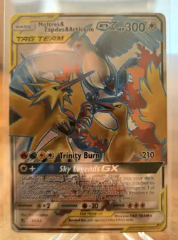 Pokemon Moltres & Zapdos &Articuno GX (Full Art) 66/68 Hidden Fates Holo LP+/NM - Image 1