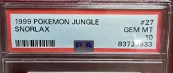 Pokemon TCG Snorlax Jungle Unlimited NON Holo Rare #27 PSA 10 Gem Mint - Image 3