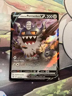 Galarian Perrserker V Ultra Rare - 129/196 - Pokemon Lost Origins - NM - Image 1