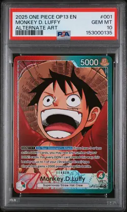 2025 ONE PIECE OP13-CARRYING ON HIS WILL ALTERNATE ART MONKEY D. LUFFY PSA 10 - Image 1
