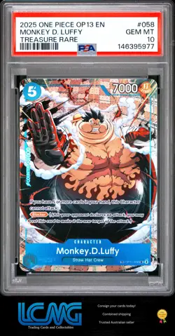 One Piece Op13 Carrying On His Will #058 Monkey D. Luffy Treasure Rare PSA 10 - Image 1