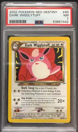 2002 Pokemon Neo Destiny 40 Dark WigglyTuff Freshly Graded PSA-7 - ENN Cards - Image 1