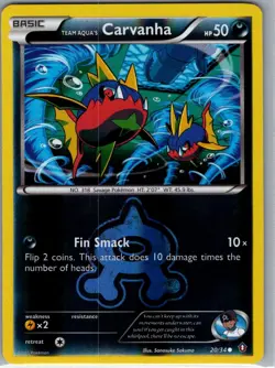 Team Aqua's Carvanha 20/34 Reverse Holo Double Crisis - Pokemon Card - NM - Image 1