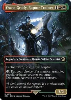 Owen Grady, Raptor Trainer (Borderless) -Foil Light Play MTG - Image 1