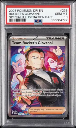 2025 POKEMON DRI EN-DESTINED RIVALS #238 TEAM ROCKET'S GIOVANNI PSA 10 - Image 1