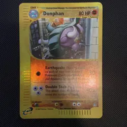 2003 Pokemon AQUAPOLIS Donphan 7/147 Reverse Holo Rare e-Reader Damaged - Image 1