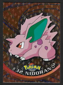 1999 Topps TV Series #32 Nidoran Flames Card Pokemon TCG Foil Black Label - Image 1
