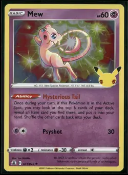 Mew 011/025 Holo Rare Celebrations Pokemon Near Mint - Image 1