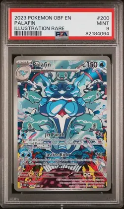 PSA 9 Mint 2023 Pokemon Obsidian Flames Palafin Illustration Rare #200 - Image 1