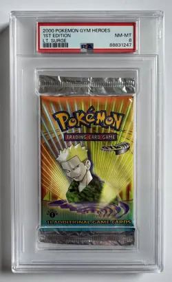 2000 Pokemon Gym Heroes Lt. Surge 1st Edition Sealed Pack PSA 8 NM-MT, #88831247 - Image 1