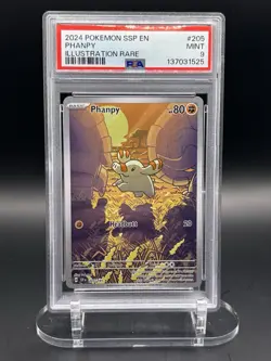2024 Pokemon Phanpy 205/191 Surging Sparks Illustration Rare PSA 9 Mint - Image 1