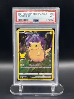 2021 POKEMON CELEBRATIONS #005 FULL ART/PIKACHU PSA 9 - Image 1