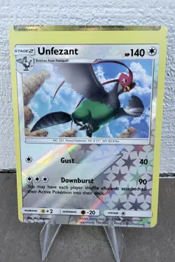Pokemon Unfezant 176/236 Unified Minds Rare Reverse Holo ERROR CUT - Image 1