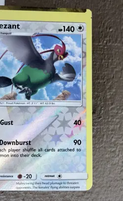 Pokemon Unfezant 176/236 Unified Minds Rare Reverse Holo ERROR CUT - Image 5