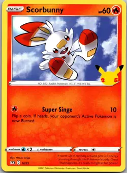 Scorbunny 016/025 Promo McDonald's 25th Anniversary Promos Pokemon Near Mint - Image 1