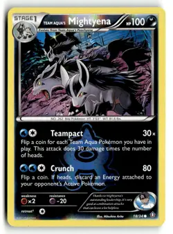 Team Aqua's Mightyena 18/34 Common Double Crisis Pokemon Reverse Holo LP - Image 1