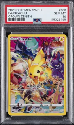 2023 POKEMON SWORD & SHIELD CROWN ZENITH #160 FULL ART/PIKACHU PSA 10 - Image 1