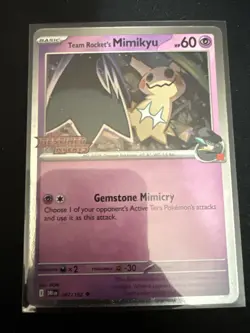 Pokemon TCG Team Rocket's Mimikyu 087/182 Pre Release Promo Destined Rivals - Image 1
