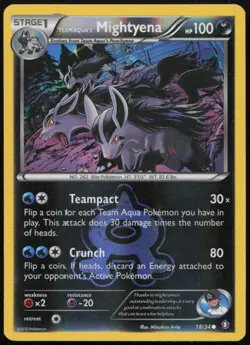 Team Aqua's Mightyena 18/34 MP Double Crisis Common Reverse Holo Pokemon - Image 1