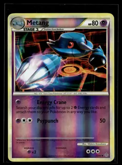 Metang 33/95 HGSS Unleashed Reverse Holo Uncommon Pokemon - Image 1