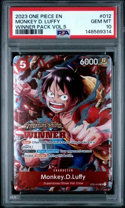 2023 ONE PIECE PROMOS WINNER PACK VOL.5 #012 MONKEY D. LUFFY PSA 10 - Image 1