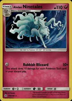 Alolan Ninetales Holo Rare SM Cosmic Eclipse 145/236 Fairy Holo Pokemon Card - Image 1