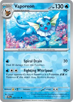 Vaporeon 22/131 Reverse Rare Prismatic Evolutions Pokemon Cards - Image 1