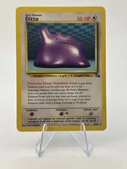 Pokemon TCG Ditto Fossil, Unlimited Rare, Non-Holo Card 18/62 LP - Image 1