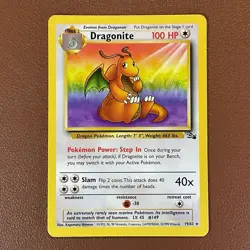 Dragonite 19/62 Fossil Rare 1999 Pokemon Card (Non-Holo) - Image 1