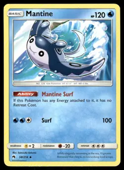 Mantine 58/214 Lost Thunder Pokemon TCG trading card - Image 1