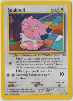 Snubbull 74/111 Neo Genesis Unlimited 2000 Vintage WotC Pokemon Card M/NM - Image 1
